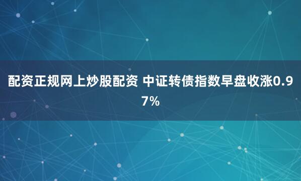 配资正规网上炒股配资 中证转债指数早盘收涨0.97%